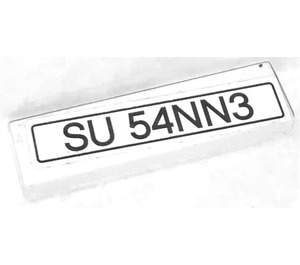 LEGO White Tile 1 x 4 with SU 54NN3 Sticker (2431)