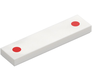 LEGO Weiß Fliese 1 x 4 mit Zwei Rot Dots (2431)