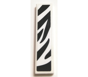 LEGO Weiß Fliese 1 x 4 mit Zebra Muster Aufkleber (2431)