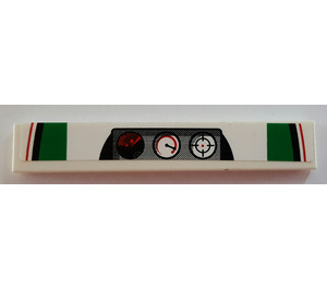 LEGO White Tile 1 x 6 with Gauges and Red, Black and Green Pattern Sticker (6636)