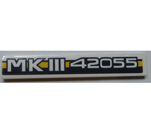 LEGO White Tile 1 x 6 with "MKIII 42055" Sticker (6636)