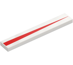 LEGO Blanco Plana 1 x 6 con Rojo Raya (6636 / 105187)