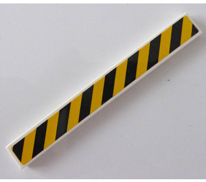 LEGO White Tile 1 x 8 with Black and Yellow Stripes Danger Sticker (4162)