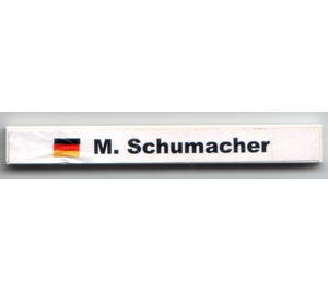 LEGO blanc Tuile 1 x 8 avec 'M. Schumacher' et German Drapeau Autocollant (4162)