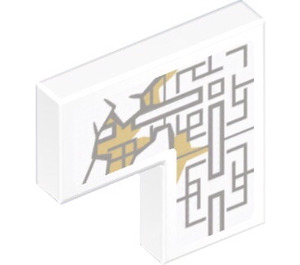LEGO Wit Tegel 2 x 2 Hoek met Asian Geometric Design 1 Sticker (14719)