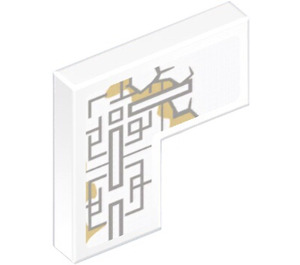 LEGO Blanco Plana 2 x 2 Esquina con Asian Geometric Design 2 Pegatina (14719)