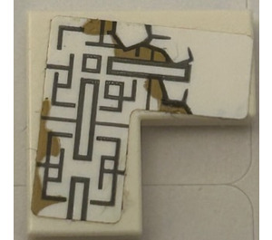 LEGO White Tile 2 x 2 Corner with Asian Geometric Design 2 Sticker (14719)