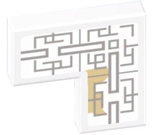 LEGO White Tile 2 x 2 Corner with Asian Geometric Design 3 Sticker (14719)