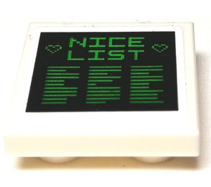 LEGO blanc Tuile 2 x 2 Inversé avec Desktop "NICE LIST" Autocollant (11203)