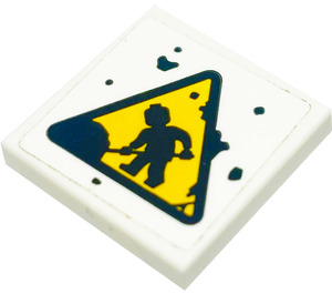 LEGO White Tile 2 x 2 Inverted with Warning Triangle Road Sign with ...