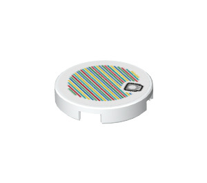 LEGO White Tile 2 x 2 Round with 1-Up Mushroom Scanner Code with Bottom Stud Holder (14769 / 80734)