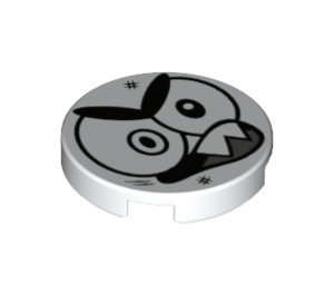 LEGO White Tile 2 x 2 Round with Angry Face with Open Mouth with Bottom Stud Holder (14769 / 26227)