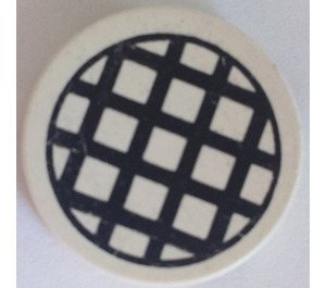 LEGO White Tile 2 x 2 Round with Black Lattice Small with "X" Bottom (4150)