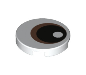 LEGO White Tile 2 x 2 Round with Black Pupil and Copper Iris with Bottom Stud Holder (14769 / 49479)