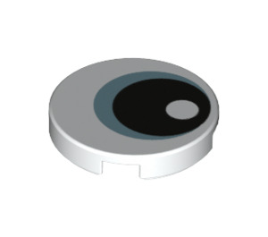 LEGO White Tile 2 x 2 Round with Black Pupil and Metallic Blue Iris with Bottom Stud Holder (14769 / 44690)