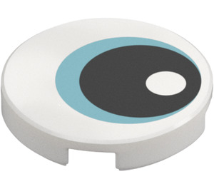 LEGO White Tile 2 x 2 Round with Black Pupil and Metallic Blue Iris with Bottom Stud Holder (44690 / 113420)