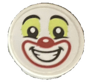 LEGO White Tile 2 x 2 Round with Clown Face Sticker with Bottom Stud Holder (14769)