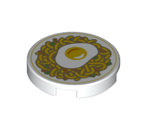 LEGO White Tile 2 x 2 Round with Noodles and Egg with Bottom Stud Holder (14769 / 79575)