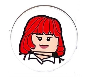 LEGO White Tile 2 x 2 Round with Picture of Kate McCallister Sticker with Bottom Stud Holder (14769)
