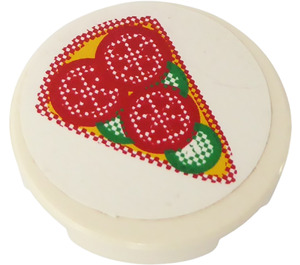 LEGO White Tile 2 x 2 Round with Pizza Slice Sticker with "X" Bottom (4150)