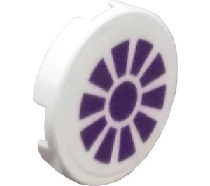 LEGO White Tile 2 x 2 Round with Purple Propeller Sticker with "X" Bottom (4150)