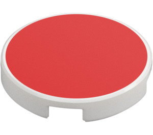 LEGO Blanc Tuile 2 x 2 Rond avec Rouge Cercle avec porte-tenon inférieur (14769 / 105464)