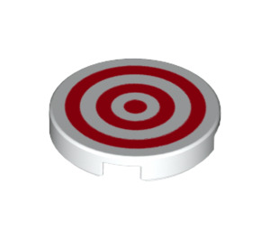 LEGO White Tile 2 x 2 Round with Red Concentric Circles with Bottom Stud Holder (14769 / 33512)