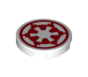 LEGO White Tile 2 x 2 Round with Red Imperial Logo with Bottom Stud Holder (14769 / 50059)