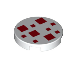LEGO Wit Tegel 2 x 2 Ronde met Rood Squares met Studhouder aan de onderzijde (14769 / 66985)