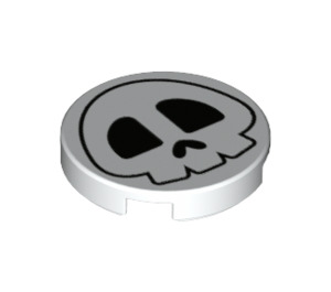 LEGO White Tile 2 x 2 Round with Skull with Bottom Stud Holder (69890 / 102203)