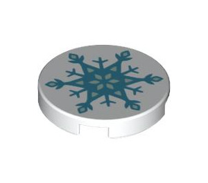 LEGO Wit Tegel 2 x 2 Rond met Snow Flake met noppenhouder aan de onderzijde (14769 / 29233)