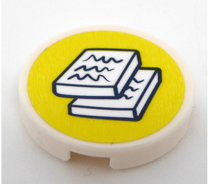 LEGO blanc Tuile 2 x 2 Rond avec Deux Cardboard Boîte sur une Jaune Cercle Autocollant avec porte-goujon inférieur (14769)