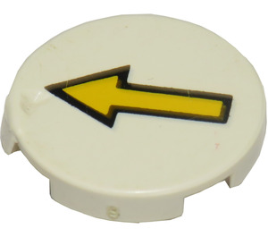 LEGO White Tile 2 x 2 Round with Yellow Arrow with "X" Bottom (4150)