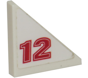 LEGO White Tile 2 x 2 Triangular with '12' (Model Right) Sticker (35787)