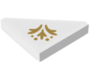 LEGO White Tile 2 x 2 Triangular with Gold Embroidery Sticker