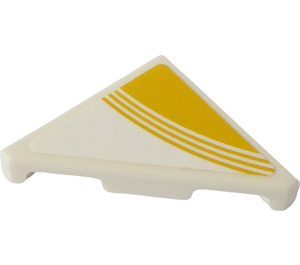 LEGO Weiß Fliese 2 x 2 Dreieckig mit Gelb Dekoration Links Aufkleber (35787)