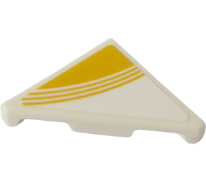 LEGO Wit Tegel 2 x 2 Driehoekig met Geel Decoratie Rechtsaf Sticker (35787)