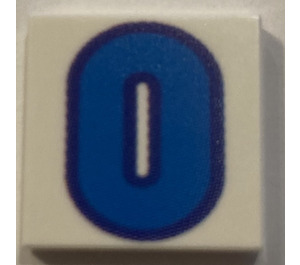 LEGO Weiß Fliese 2 x 2 mit "0" mit Nut (3068)