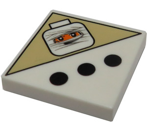 LEGO Blanco Plana 2 x 2 con 3 Negro Dots y Mummy Cabeza con ranura (3068 / 87602)