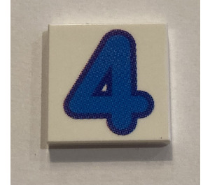 LEGO Weiß Fliese 2 x 2 mit "4" mit Nut (3068)