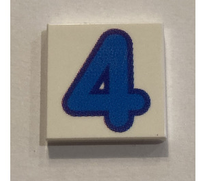 LEGO blanc Tuile 2 x 2 avec "4" avec rainure (3068)