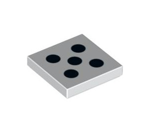 LEGO blanc Tuile 2 x 2 avec 5 Noir Dots (Dice) avec rainure (3068 / 84577)