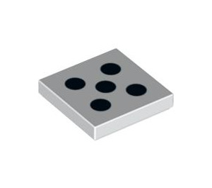 LEGO Blanco Plana 2 x 2 con 5 Negro Dots (Dice) con ranura (3068 / 84577)