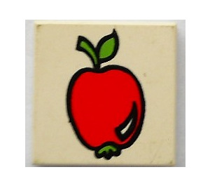 LEGO Weiß Fliese 2 x 2 mit Apfel mit Nut (3068)