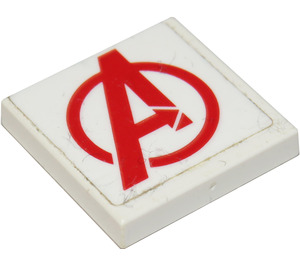 LEGO Weiß Fliese 2 x 2 mit Avengers Logo Aufkleber mit Nut (3068)