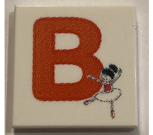 LEGO Wit Tegel 2 x 2 met "B" met groef (3068)