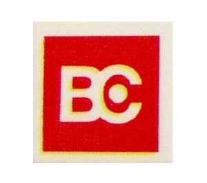 LEGO Wit Tegel 2 x 2 met BC logo met groef (3068)