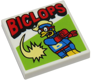 LEGO Wit Tegel 2 x 2 met "Biclops" met groef (3068 / 17255)