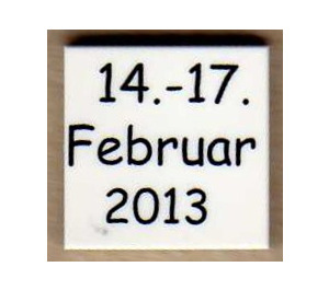 LEGO Wit Tegel 2 x 2 met Zwart 14.-17. Februar 2013 met groef (3068)