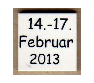 LEGO blanc Tuile 2 x 2 avec Noir 14.-17. Februar 2013 avec rainure (3068)